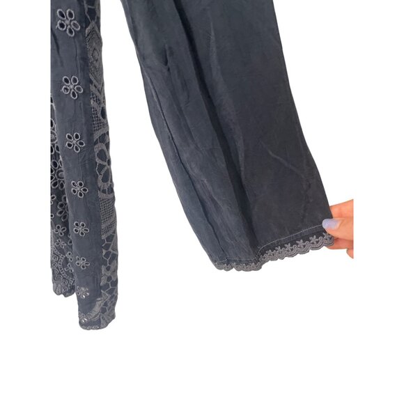 Johnny Was Black Embroidered Eyelet Tunic Dress S Boho Hippie Festival - Picture 5 of 6
